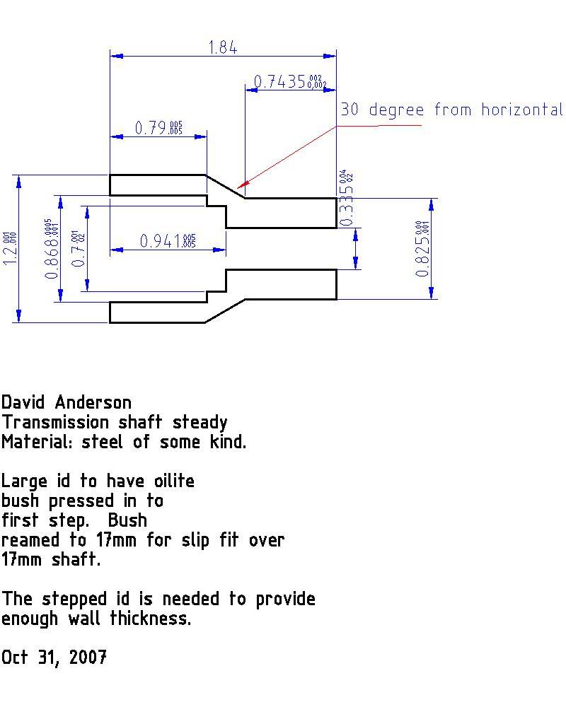 Drawing of crankshaft extension